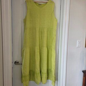 Resort wear Linen lime green maxi dress size 2xL